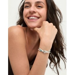 Pulsera de hilo de seda color turquesa bañada en plata con estrella de mar