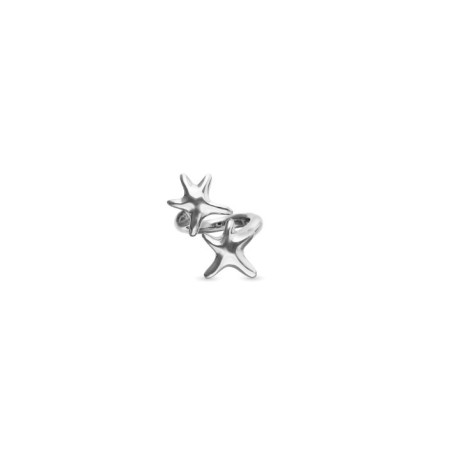 Anillo bañado en plata con estrellas de mar entrelazadas