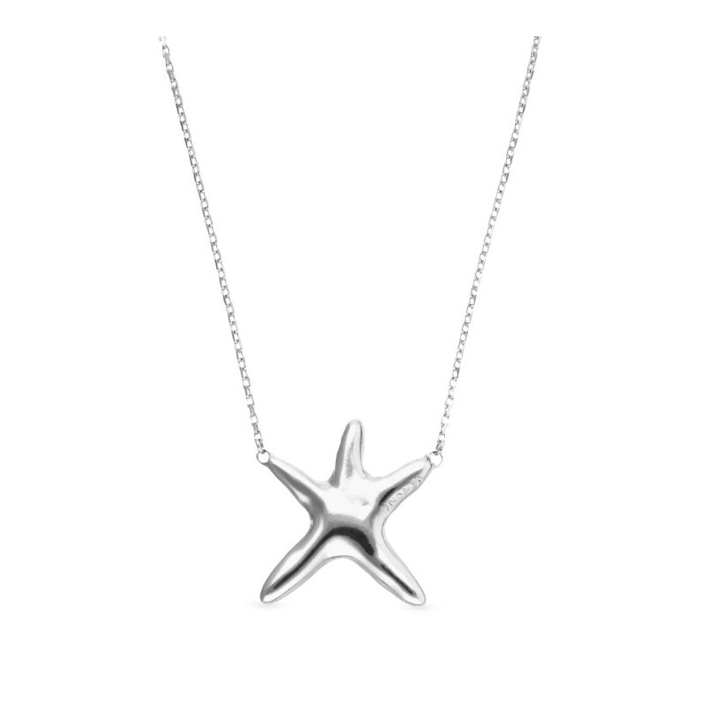 Collar medio bañado en plata con estrella de mar