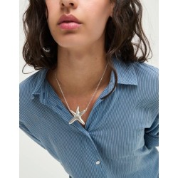 Collar medio bañado en plata con estrella de mar