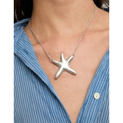 Collar medio bañado en plata con estrella de mar