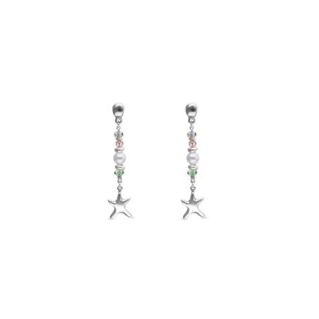 Pendientes largos con estrella de mar y perla
