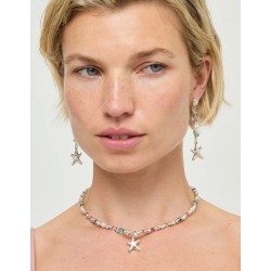 Pendientes largos con estrella de mar y perla