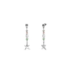 Pendientes largos con estrella de mar y perla