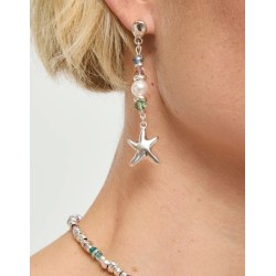 Pendientes largos con estrella de mar y perla