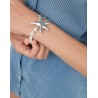 Pulsera semirrígida bañada en plata con perlas y estrella de mar