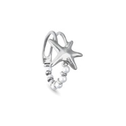 Pulsera semirrígida bañada en plata con perlas y estrella de mar