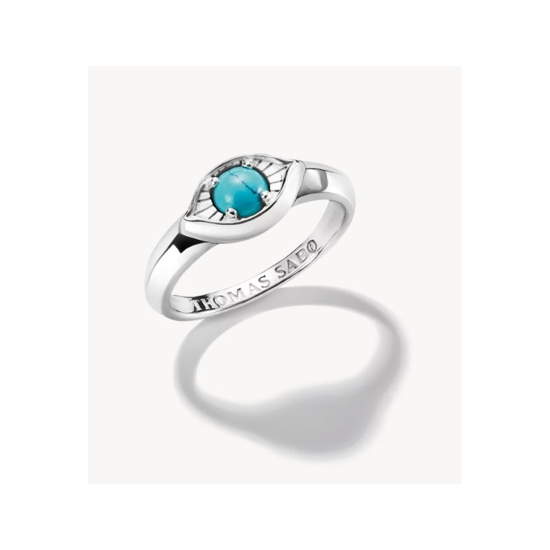 Anillo pequeño de plata con ojo y turquesa de imitación Elyndra