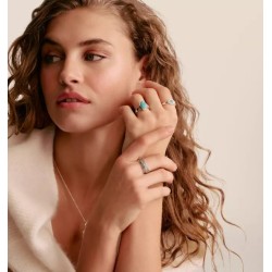 Anillo pequeño de plata con ojo y turquesa de imitación Elyndra