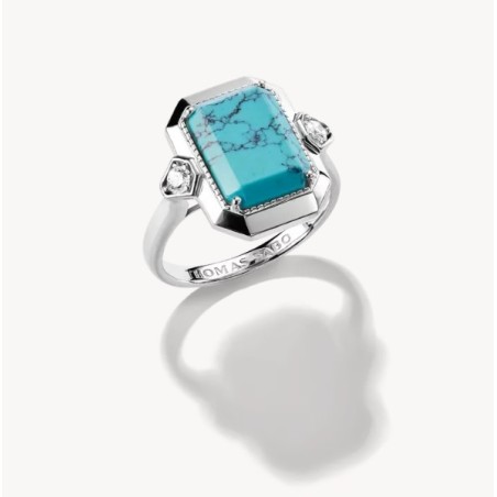 Anillo de plata con piedra de imitación de turquesa