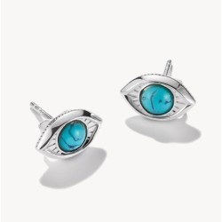 Pendientes de botón de ojo de turquesa plateada Elyndra