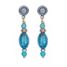 Pendientes Safi de Plata 925, Turquesa, Bronce y Ojo de tigre azul