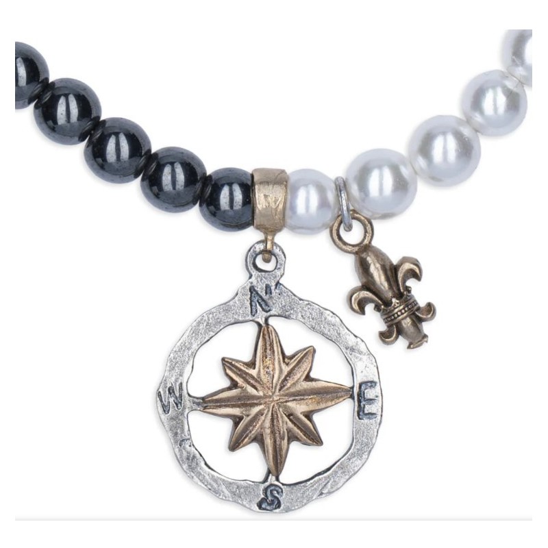 Collar Mazar de Plata 925, perlas de agua dulce y hematites