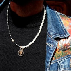 Collar Mazar de Plata 925, perlas de agua dulce y hematites