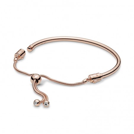 Pulsera Moments rígida PANDORA Rose con cierre deslizante y circonitas
