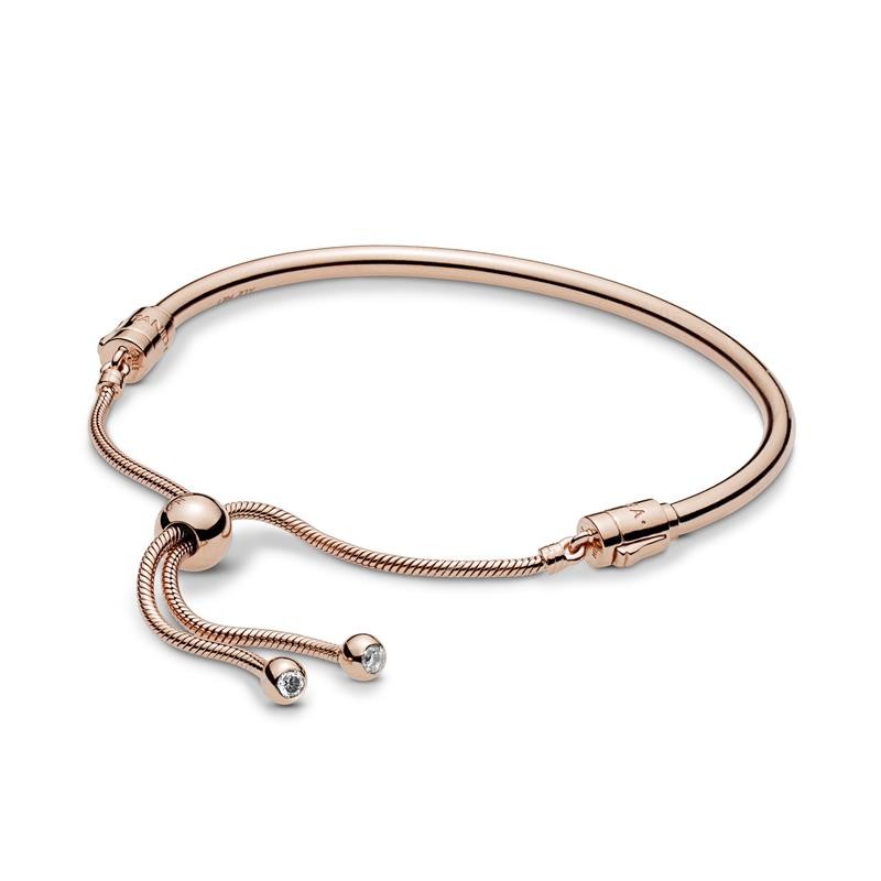 Pulsera Moments rígida PANDORA Rose con cierre deslizante y circonitas
