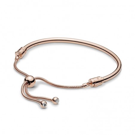 Pulsera Moments rígida PANDORA Rose con cierre deslizante y circonitas