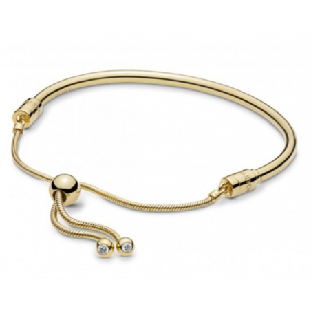 Pulsera Pandora Moments Shine Dorada con cierre deslizante y circonitas