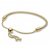 Pulsera Pandora Moments Shine Dorada con cierre deslizante y circonitas