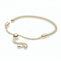 Pulsera Pandora Moments Shine Dorada con cierre deslizante y circonitas