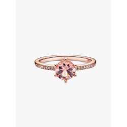 Anillo Solitario Corona Brillante Rosa Recubrimiento en oro rosa de 14k