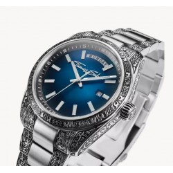 Reloj Rebel at Heart Revive 40 mm acero inoxidable azul medianoche, diseño grabado