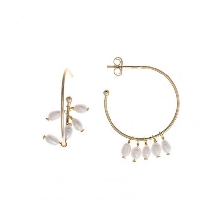 PENDIENTES PLATA CHAPADO DORADO ARO CINCO PERLAS